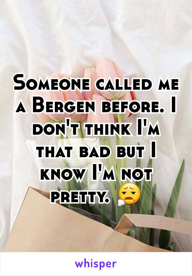 Someone called me a Bergen before. I don't think I'm that bad but I know I'm not pretty. 😧