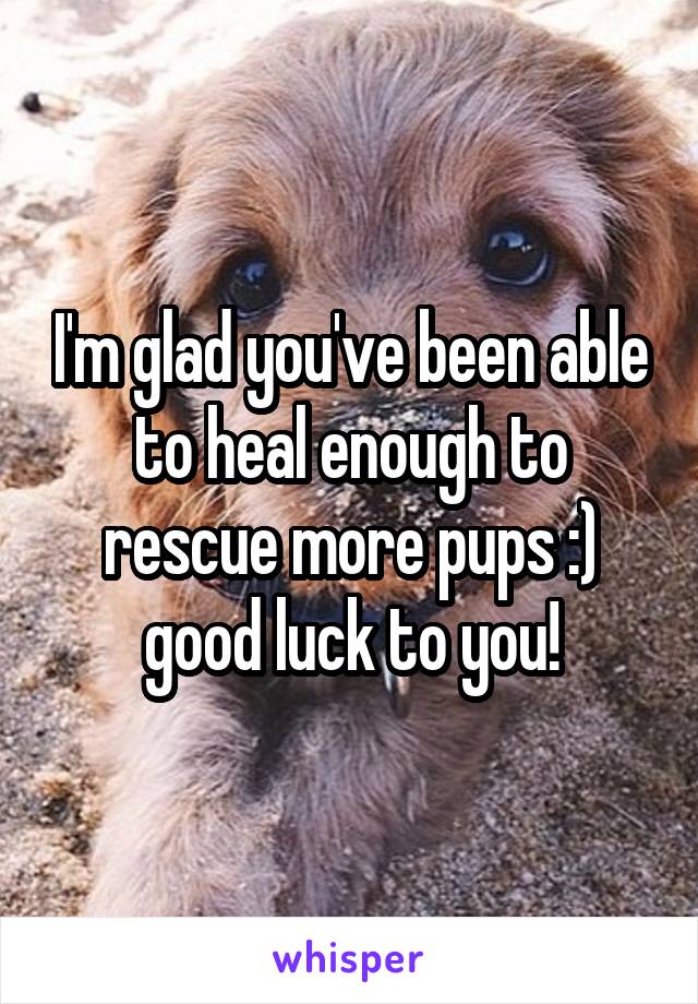 I'm glad you've been able to heal enough to rescue more pups :) good luck to you!
