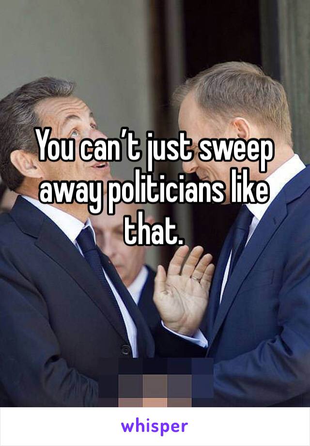 You can’t just sweep away politicians like that.