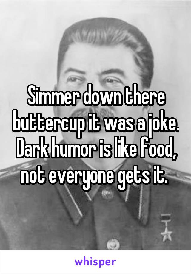 Simmer down there buttercup it was a joke. Dark humor is like food, not everyone gets it. 