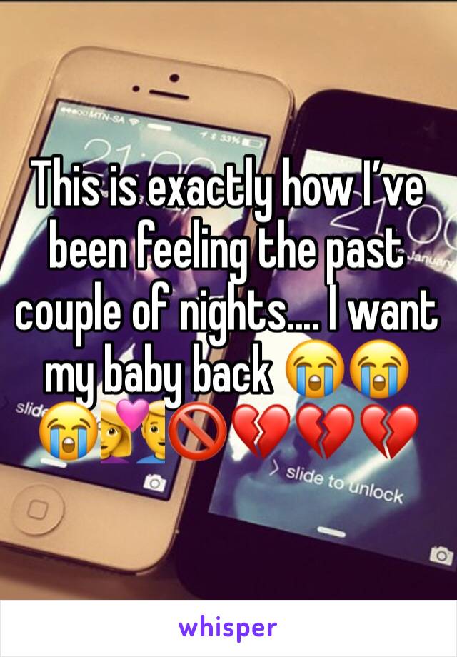 This is exactly how I’ve been feeling the past couple of nights.... I want my baby back 😭😭😭💑🚫💔💔💔