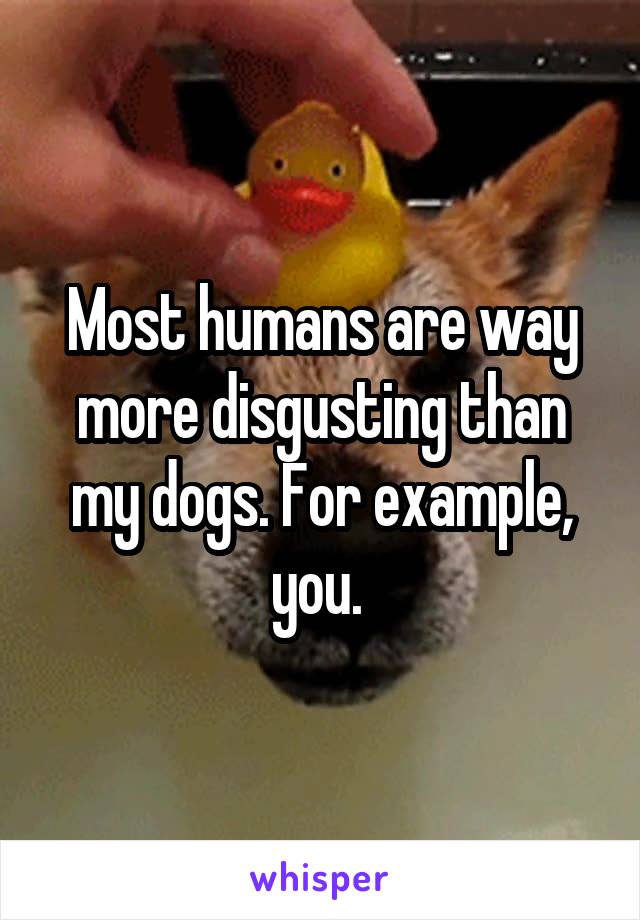 Most humans are way more disgusting than my dogs. For example, you. 