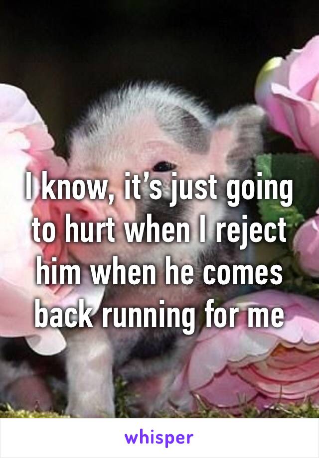 I know, it’s just going to hurt when I reject him when he comes back running for me 
