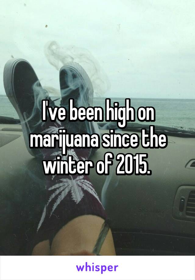I've been high on marijuana since the winter of 2015. 