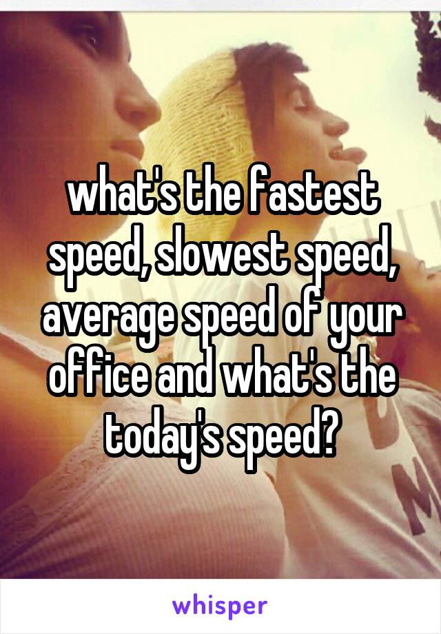 what's the fastest speed, slowest speed, average speed of your office and what's the today's speed?