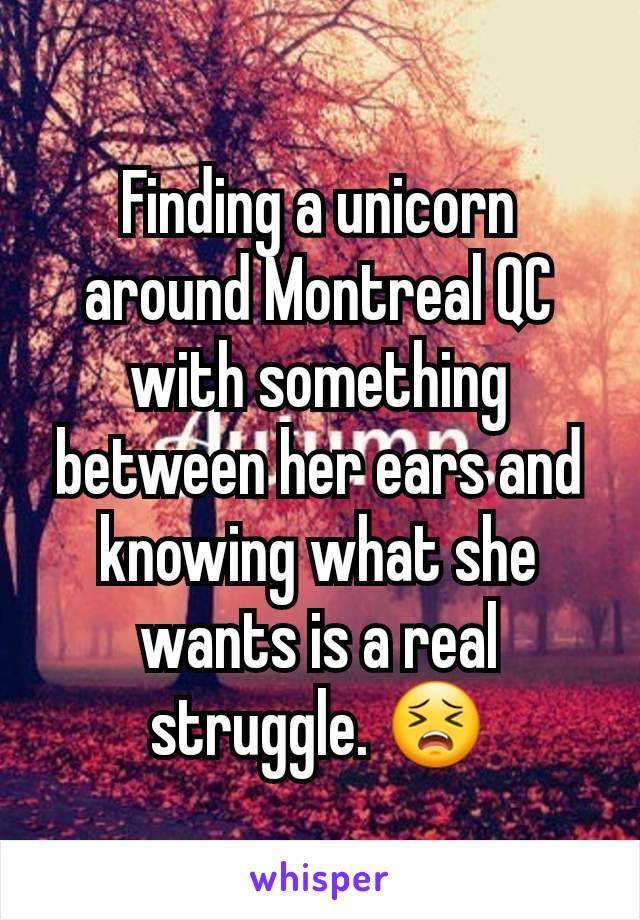 Finding a unicorn around Montreal QC with something between her ears and knowing what she wants is a real struggle. 😣