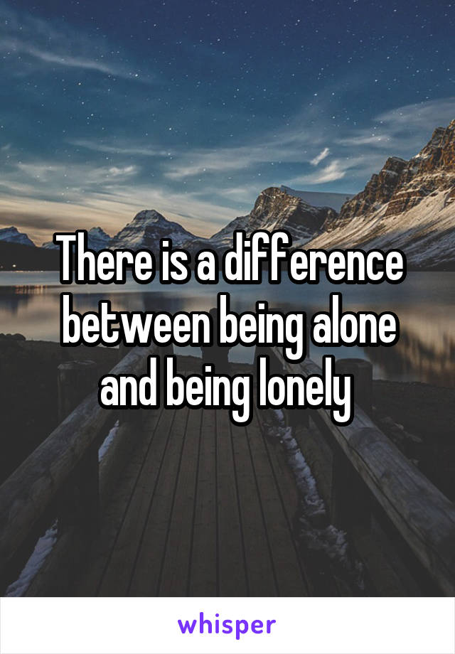 There is a difference between being alone and being lonely 