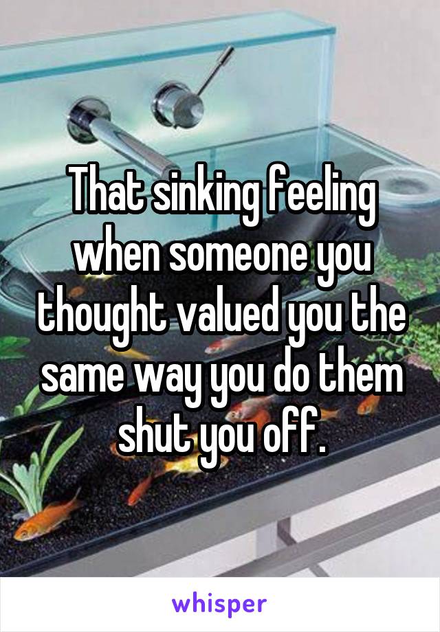That sinking feeling when someone you thought valued you the same way you do them shut you off.