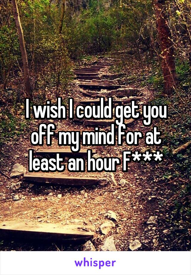 I wish I could get you off my mind for at least an hour F***