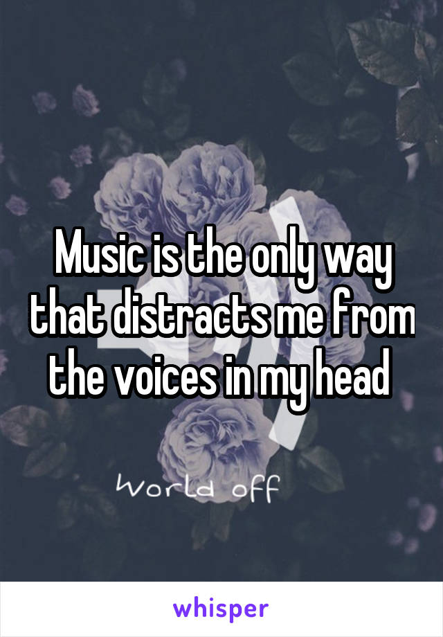 Music is the only way that distracts me from the voices in my head 