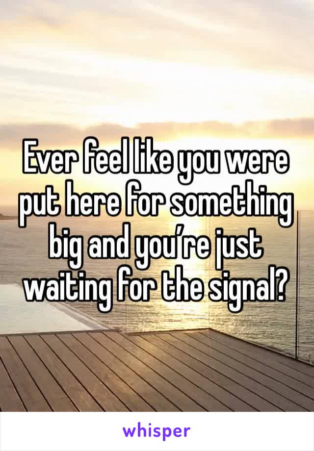 Ever feel like you were put here for something big and you’re just waiting for the signal?