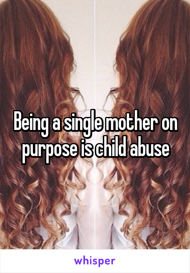 Being a single mother on purpose is child abuse