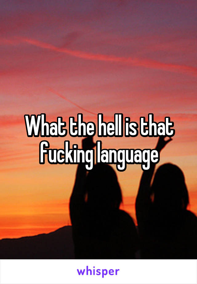 What the hell is that fucking language