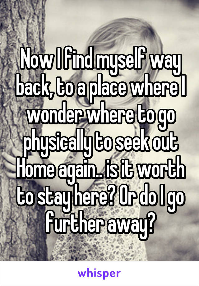 Now I find myself way back, to a place where I wonder where to go physically to seek out Home again.. is it worth to stay here? Or do I go further away?