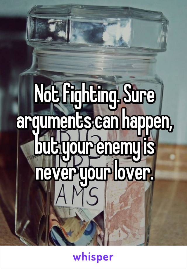 Not fighting. Sure arguments can happen, but your enemy is never your lover.