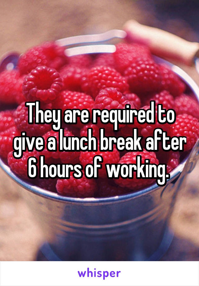 They are required to give a lunch break after 6 hours of working. 