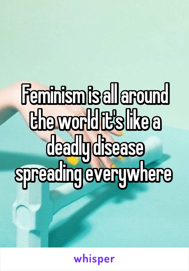 Feminism is all around the world it's like a deadly disease spreading everywhere 