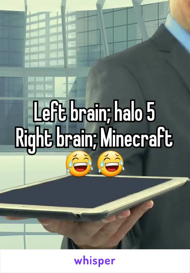 Left brain; halo 5
Right brain; Minecraft
😂😂