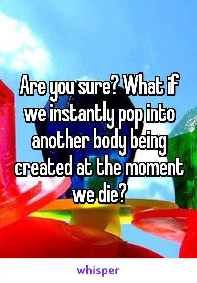 Are you sure? What if we instantly pop into another body being created at the moment we die?