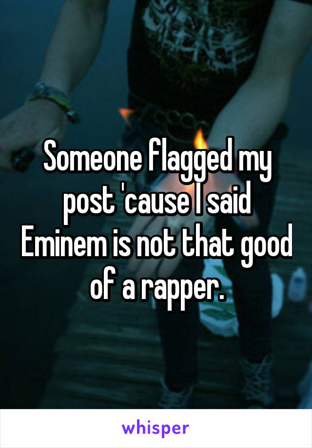 Someone flagged my post 'cause I said Eminem is not that good of a rapper.