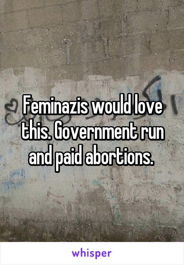 Feminazis would love this. Government run and paid abortions. 