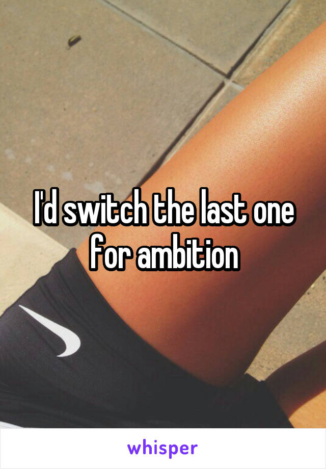 I'd switch the last one for ambition