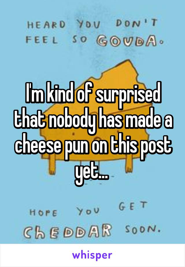 I'm kind of surprised that nobody has made a cheese pun on this post yet... 