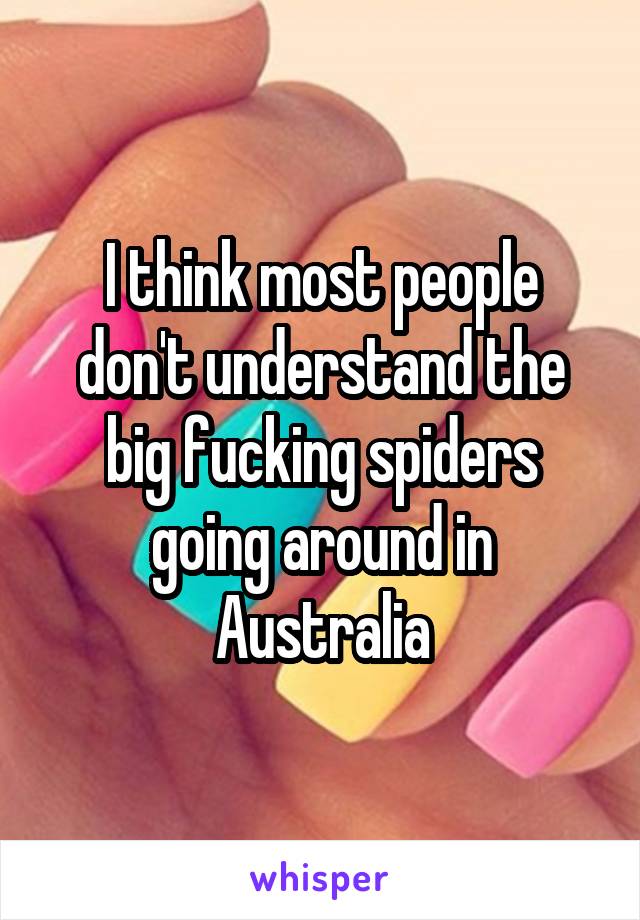 I think most people don't understand the big fucking spiders going around in Australia