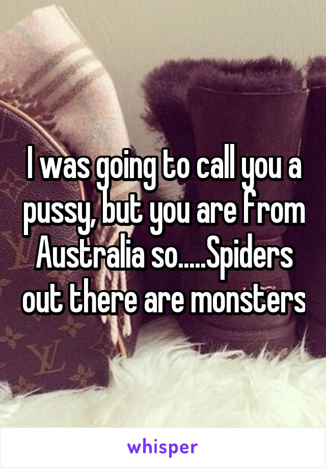 I was going to call you a pussy, but you are from Australia so.....Spiders out there are monsters