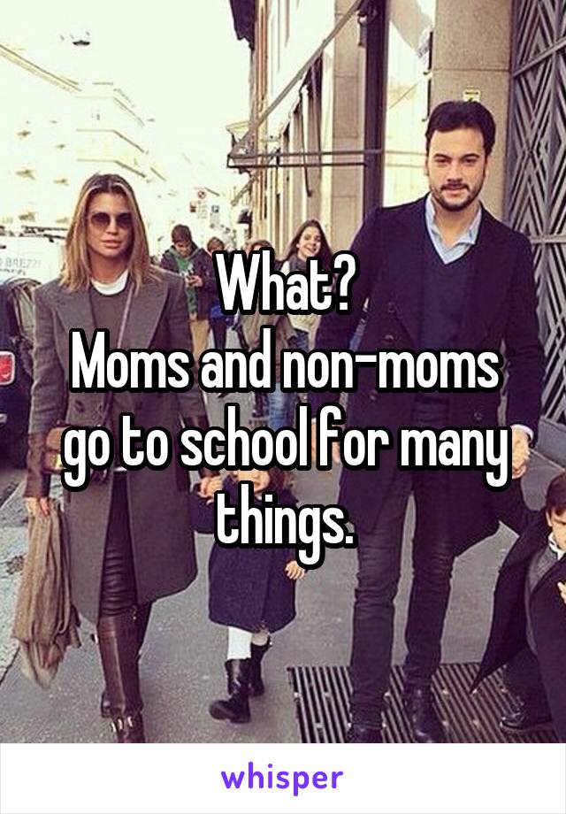 What?
Moms and non-moms go to school for many things.