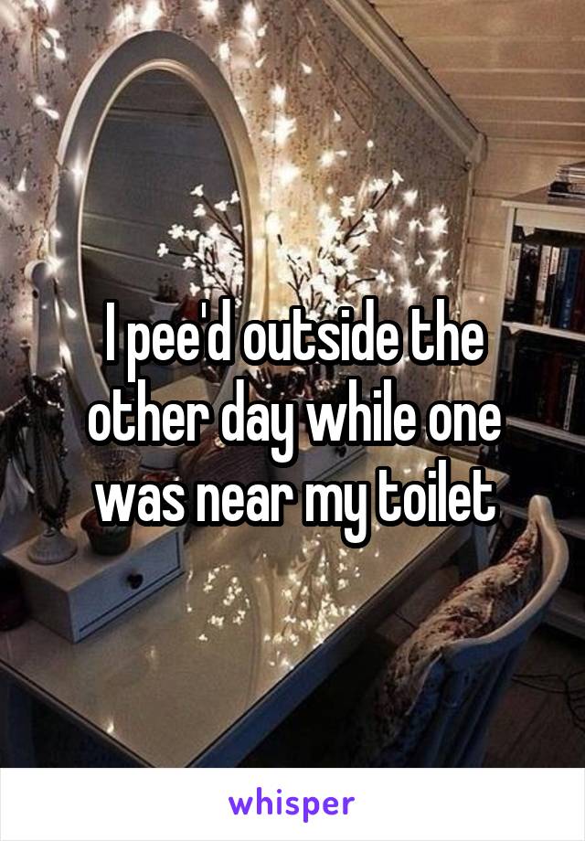I pee'd outside the other day while one was near my toilet