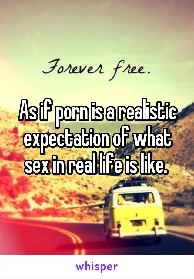 As if porn is a realistic expectation of what sex in real life is like. 