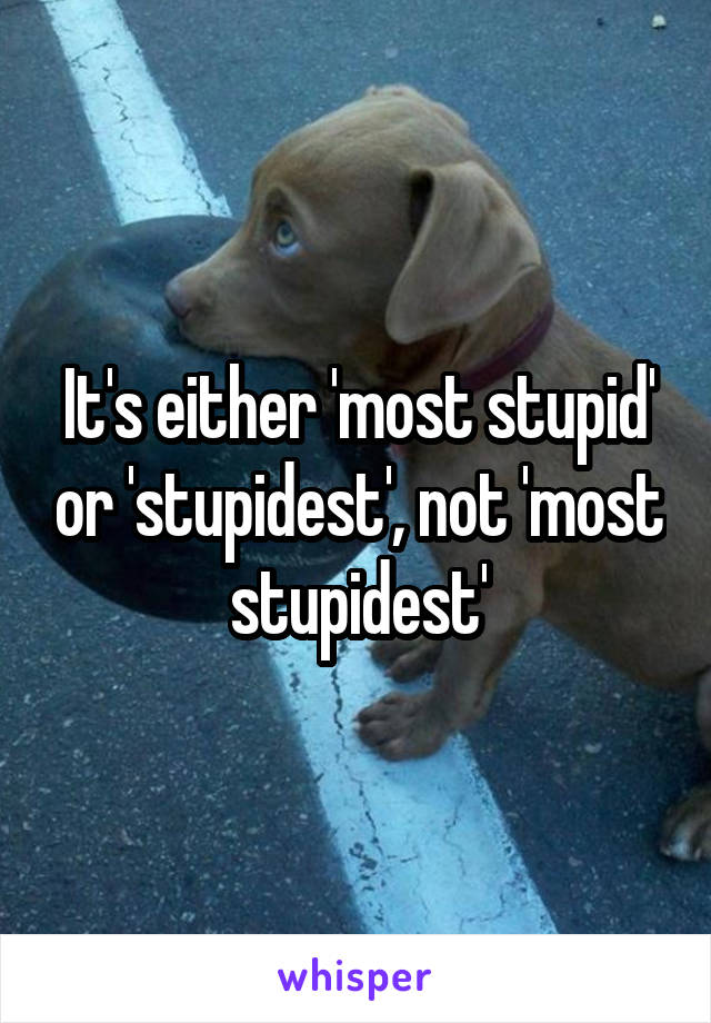 It's either 'most stupid' or 'stupidest', not 'most stupidest'