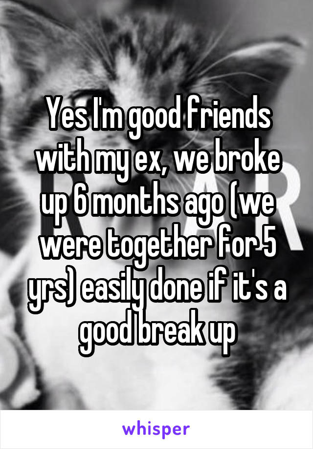 Yes I'm good friends with my ex, we broke up 6 months ago (we were together for 5 yrs) easily done if it's a good break up