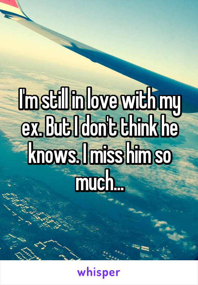 I'm still in love with my ex. But I don't think he knows. I miss him so much...