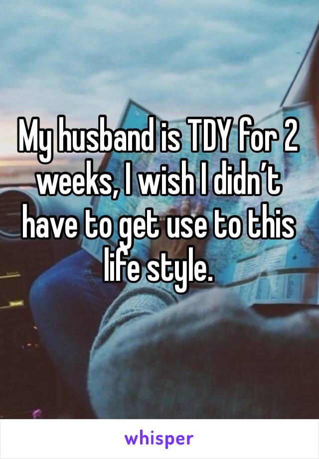 My husband is TDY for 2 weeks, I wish I didn’t have to get use to this life style. 