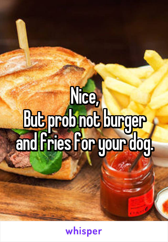 Nice,
But prob not burger and fries for your dog.