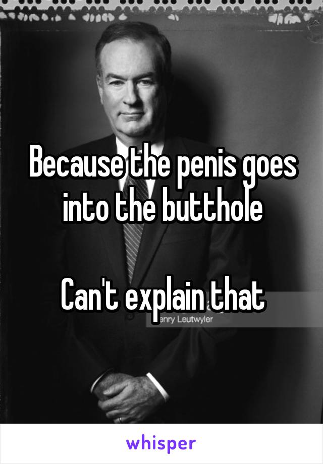 Because the penis goes into the butthole

Can't explain that