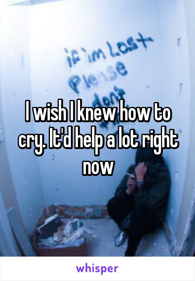 I wish I knew how to cry. It'd help a lot right now