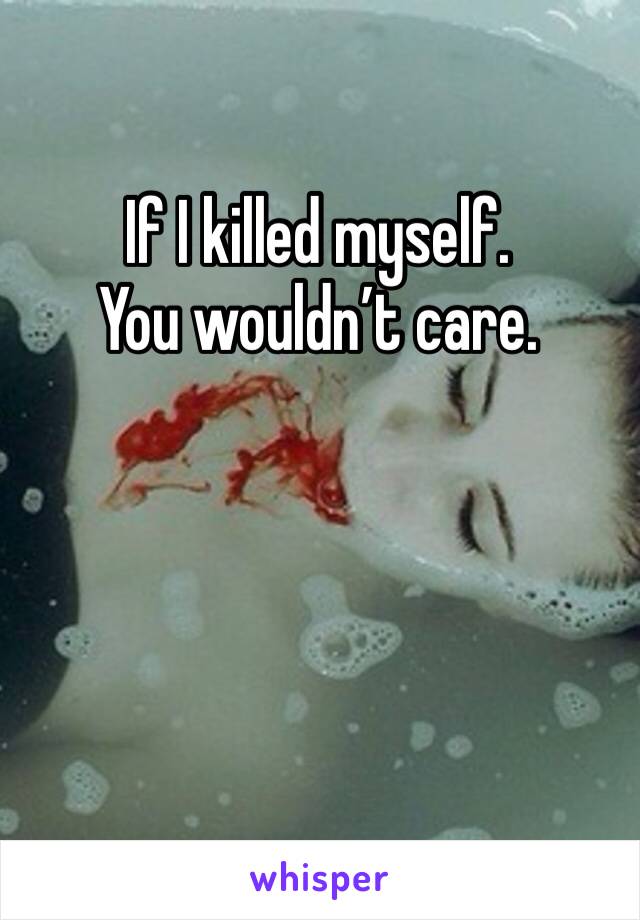 If I killed myself. 
You wouldn’t care.