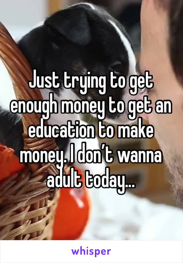 Just trying to get enough money to get an education to make money. I don’t wanna adult today...