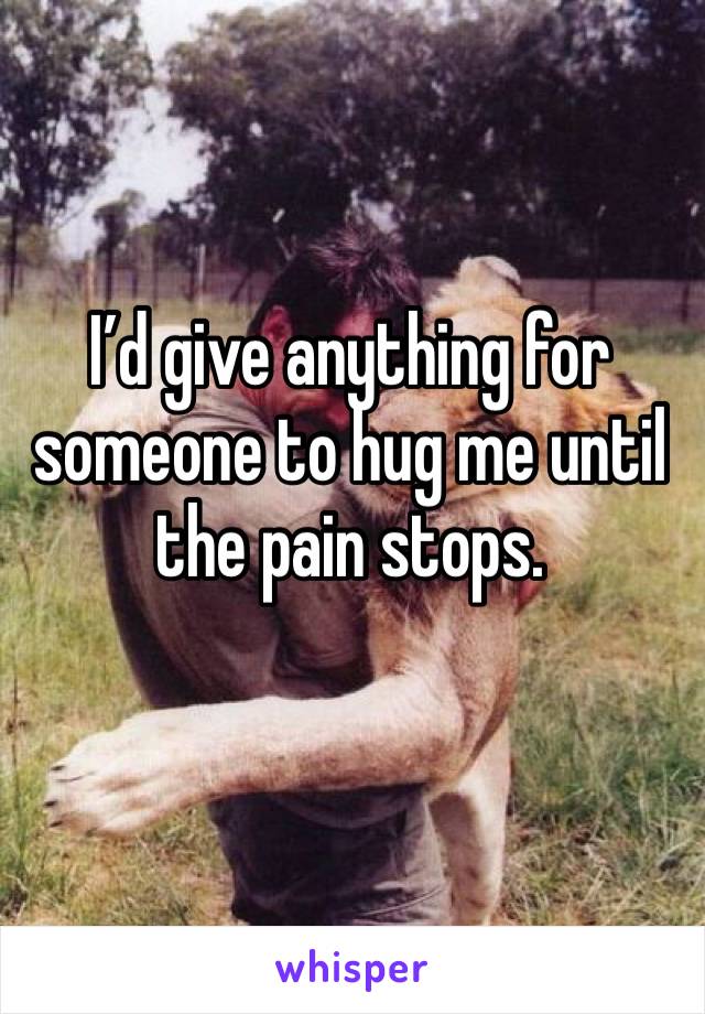 I’d give anything for someone to hug me until the pain stops.