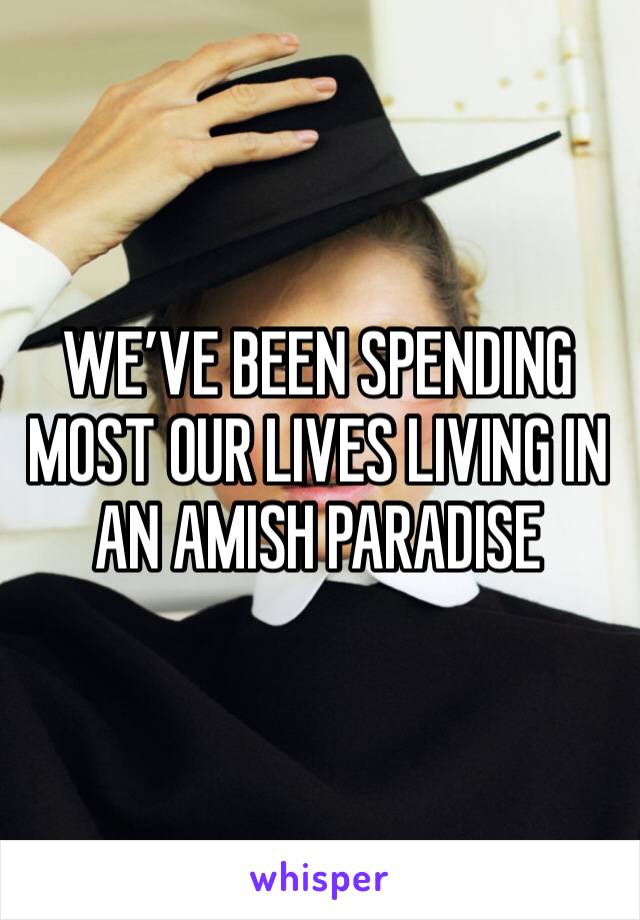 WE’VE BEEN SPENDING MOST OUR LIVES LIVING IN AN AMISH PARADISE