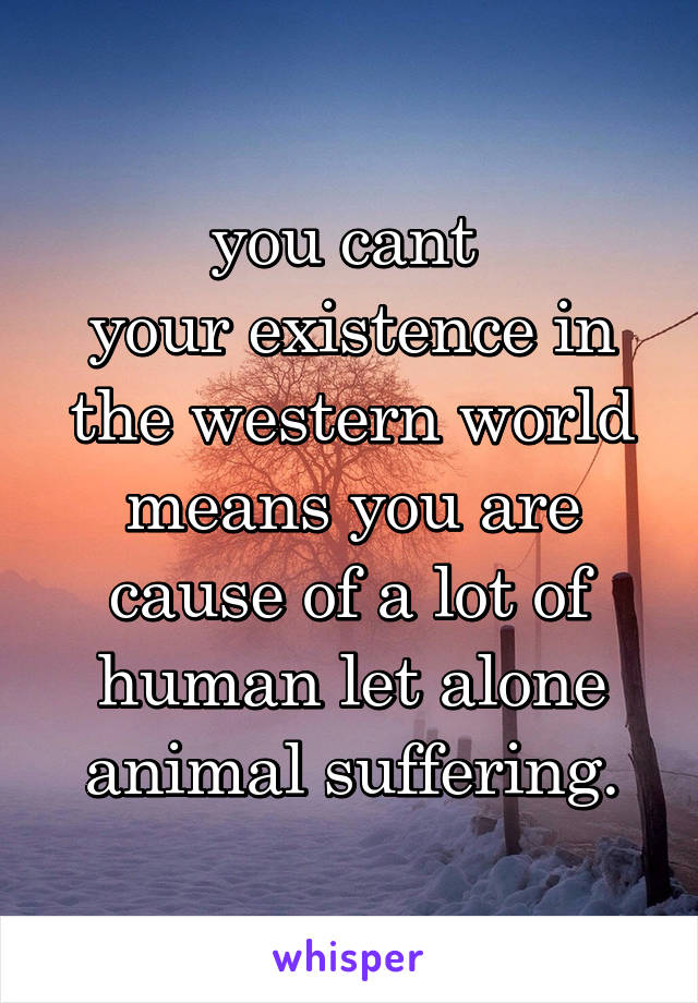 you cant 
your existence in the western world means you are cause of a lot of human let alone animal suffering.