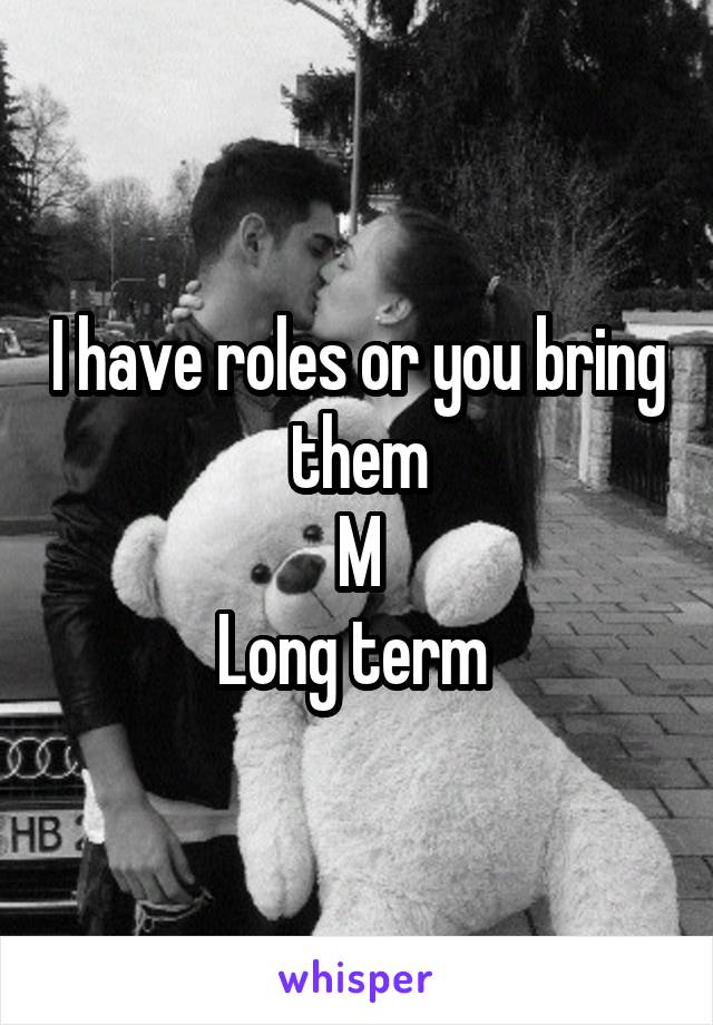 I have roles or you bring them
M
Long term 