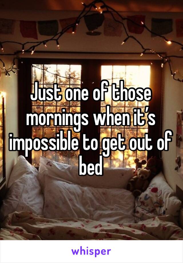 Just one of those mornings when it’s impossible to get out of bed