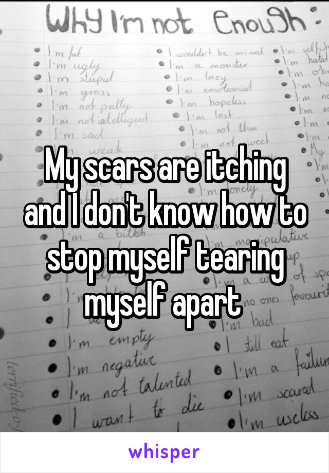 My scars are itching and I don't know how to stop myself tearing myself apart 