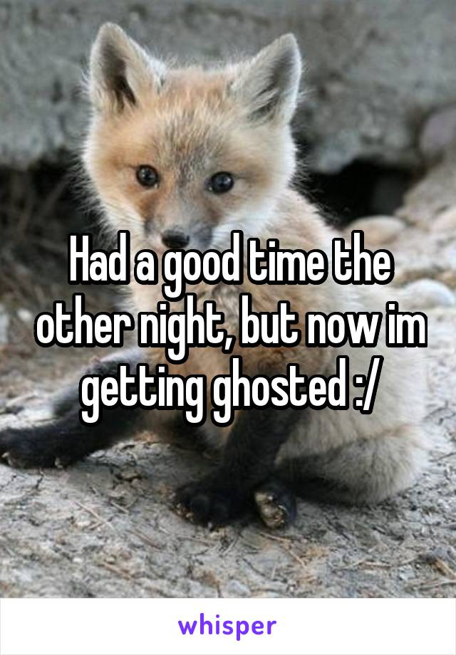 Had a good time the other night, but now im getting ghosted :/