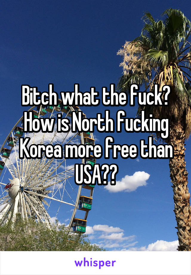Bitch what the fuck? How is North fucking Korea more free than USA??