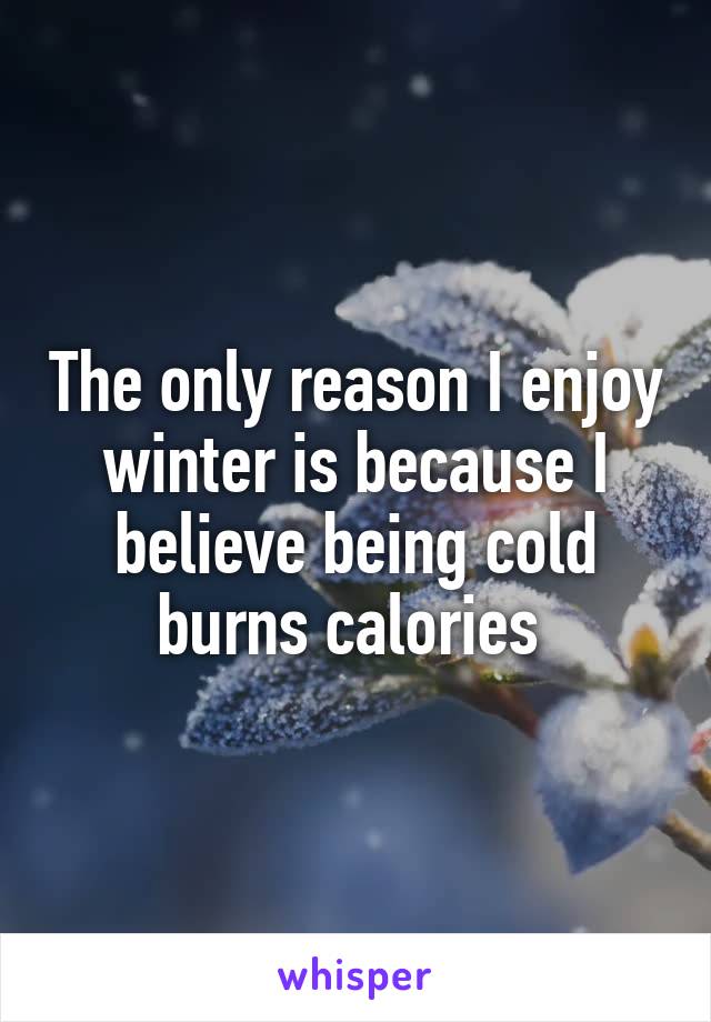 The only reason I enjoy winter is because I believe being cold burns calories 